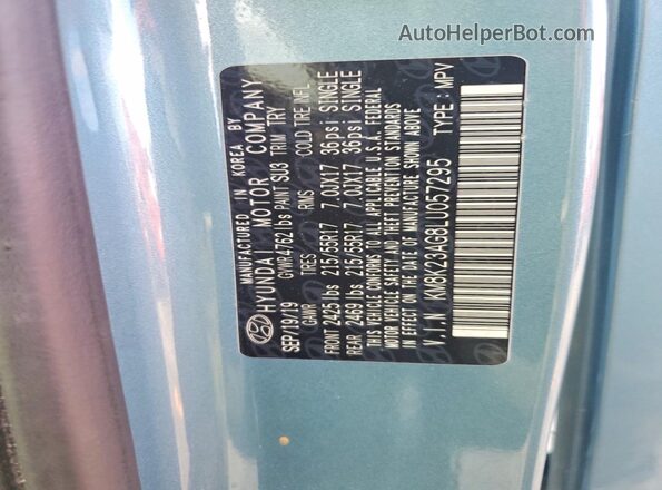 KM8K23AG8LU057295 2020 HYUNDAI KONA Turquoise 