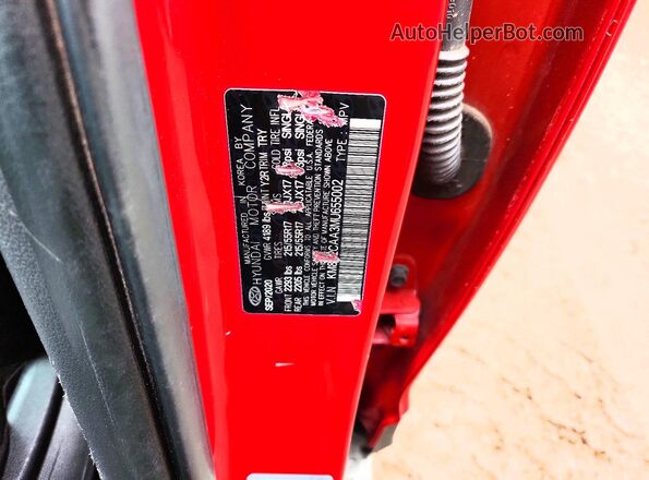 KM8K2CAA3MU655002 2021 HYUNDAI KONA Red Вид наклейки з VIN-кодом
