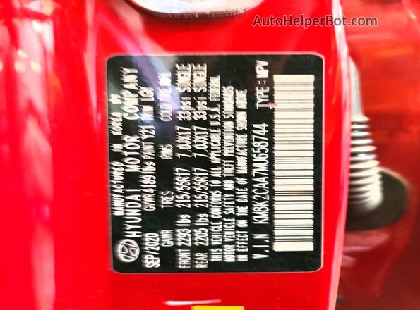 KM8K2CAA7MU658744 2021 HYUNDAI KONA Red 