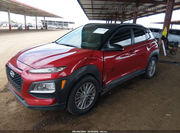 KM8K2CAAXJU078092 2018 HYUNDAI KONA Red Առջևի ձախ երեք քառորդ տեսարան
