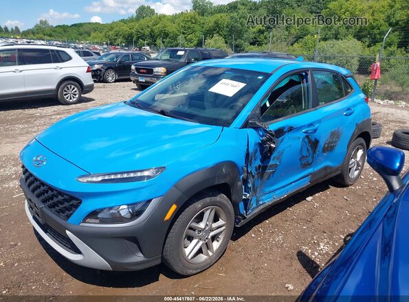 KM8K2CAB7NU791076 2022 HYUNDAI KONA Blue Առջևի ձախ երեք քառորդ տեսարան