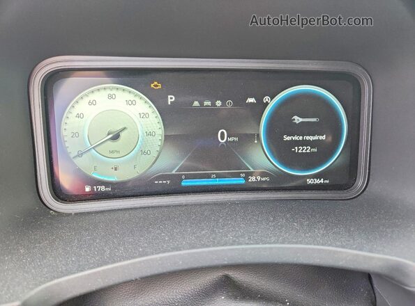 KM8K33A37NU801028 2022 HYUNDAI KONA Gray ხელსაწყოთა პანელის ხედი