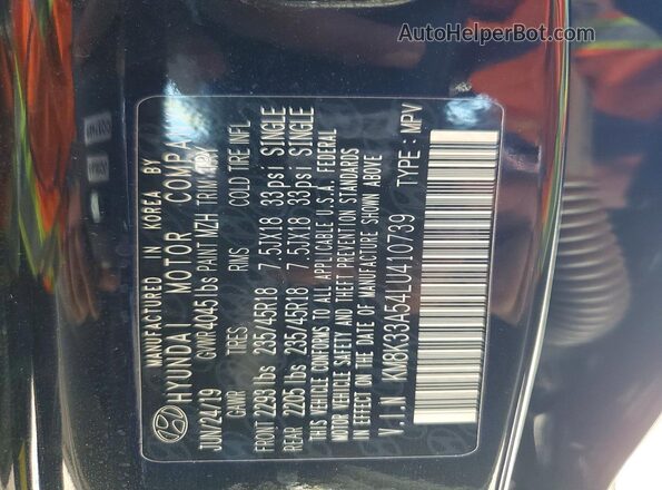 KM8K33A54LU410739 2020 HYUNDAI KONA Black 