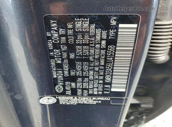 KM8K33A56LU415568 2020 HYUNDAI KONA Charcoal Սալոնի 360 աստիճան տեսք
