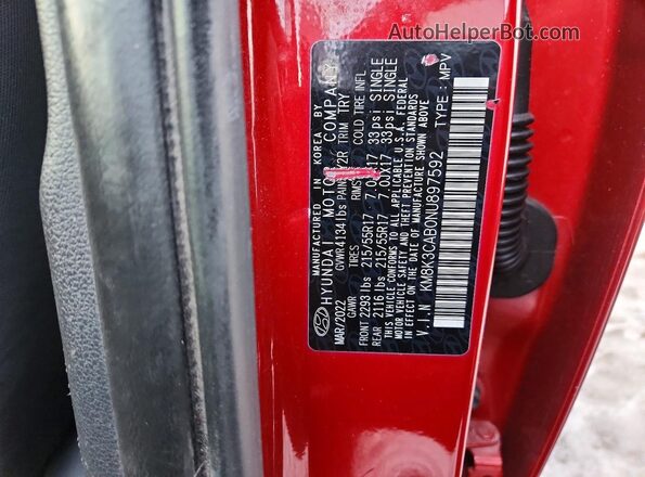 KM8K3CAB0NU897592 2022 HYUNDAI KONA Red 