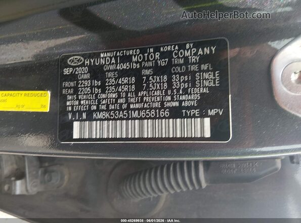 KM8K53A51MU658166 2021 HYUNDAI KONA Gray ძრავის განყოფილების ხედი