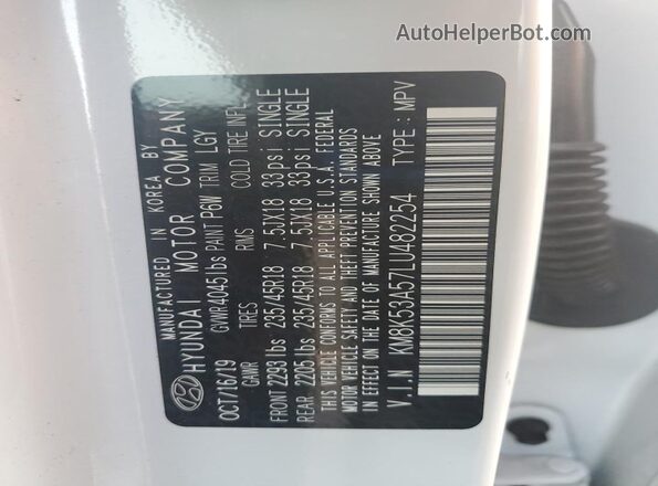 KM8K53A57LU482254 2020 HYUNDAI KONA White 