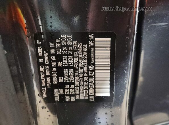 KM8K53A58LU421785 2020 HYUNDAI KONA Gray Vista de la etiqueta del VIN