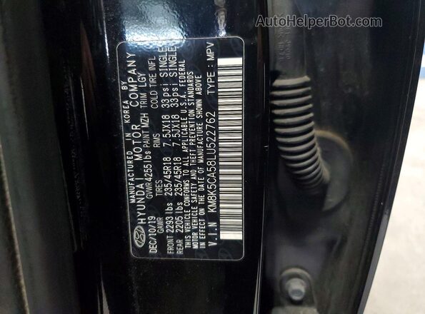 KM8K5CA58LU522762 2020 HYUNDAI KONA Black 