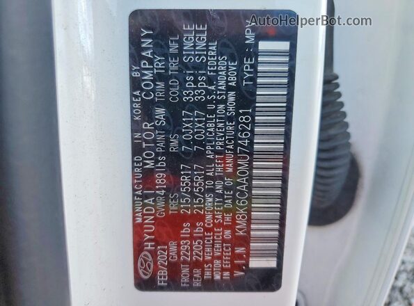 KM8K6CAA0MU746281 2021 HYUNDAI KONA White 