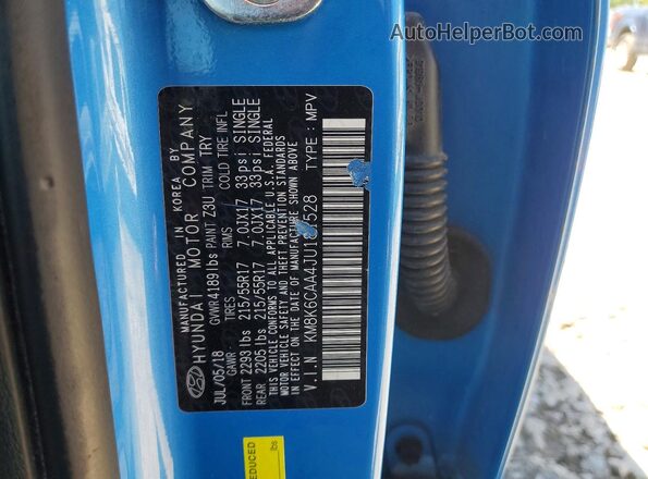 KM8K6CAA4JU181528 2018 HYUNDAI KONA Blue Вид підкапотного простору