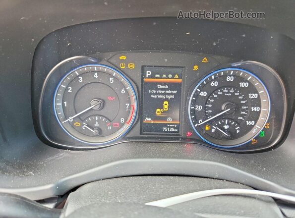 KM8K6CAB8NU761833 2022 HYUNDAI KONA White Instrument cluster view