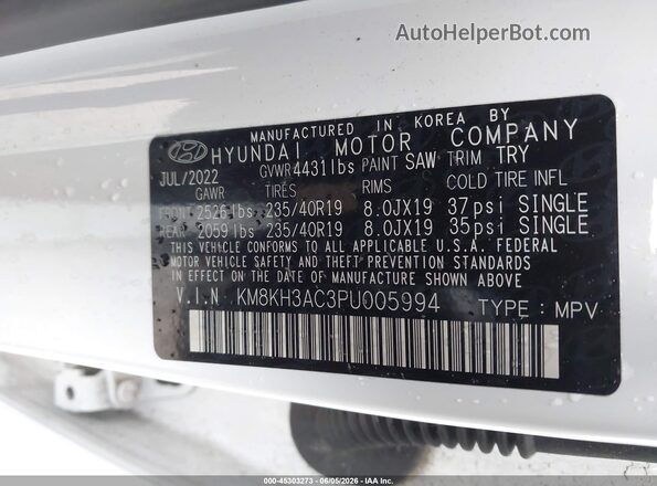 KM8KH3AC3PU005994 2023 HYUNDAI KONA N White Widok komory silnika