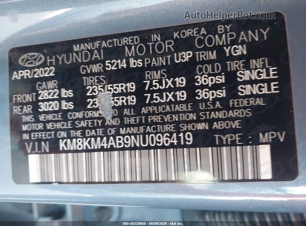 KM8KM4AB9NU096419 2022 HYUNDAI IONIQ 5 Light Blue Вид подкапотного пространства
