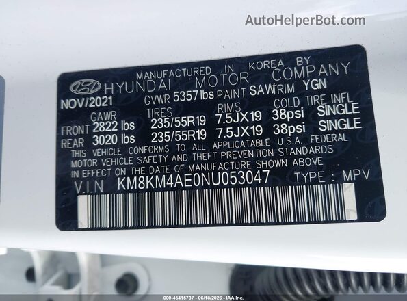 KM8KM4AE0NU053047 2022 HYUNDAI IONIQ 5 White Շարժիչի բաժամունքի տեսք