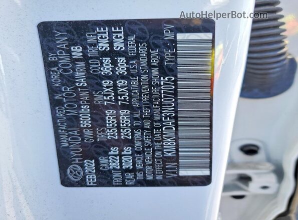 KM8KMDAF3NU077075 2022 HYUNDAI IONIQ White 