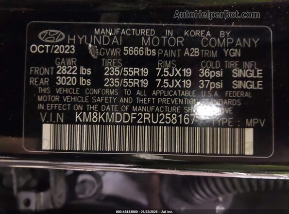 KM8KMDDF2RU258167 2024 HYUNDAI IONIQ 5 Black Widok komory silnika