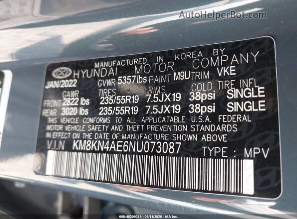 KM8KN4AE6NU073087 2022 HYUNDAI IONIQ 5 Blue Widok komory silnika