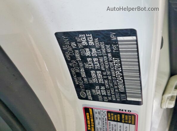 KM8KNDAF0PU216787 2023 HYUNDAI IONIQ White Вид наклейки з VIN-кодом