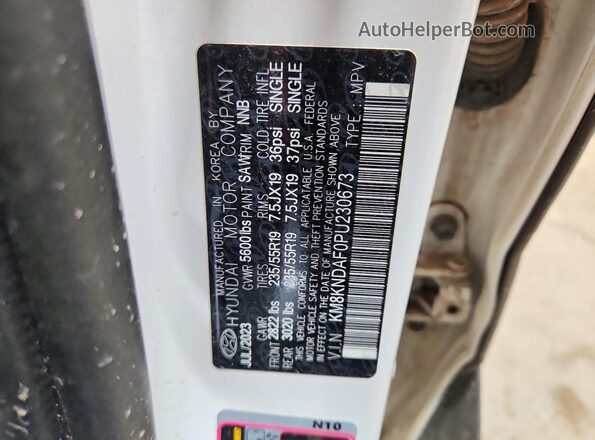 KM8KNDAF0PU230673 2023 HYUNDAI IONIQ White VIN կոդի պիտակի տեսք