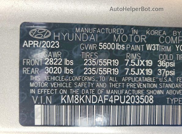 KM8KNDAF4PU203508 2023 HYUNDAI IONIQ Silver ძრავის განყოფილების ხედი