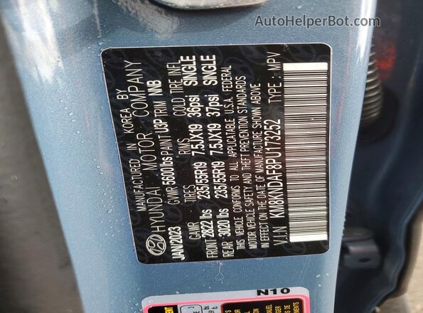 KM8KNDAF8PU173252 2023 HYUNDAI IONIQ Blue VIN sticker view