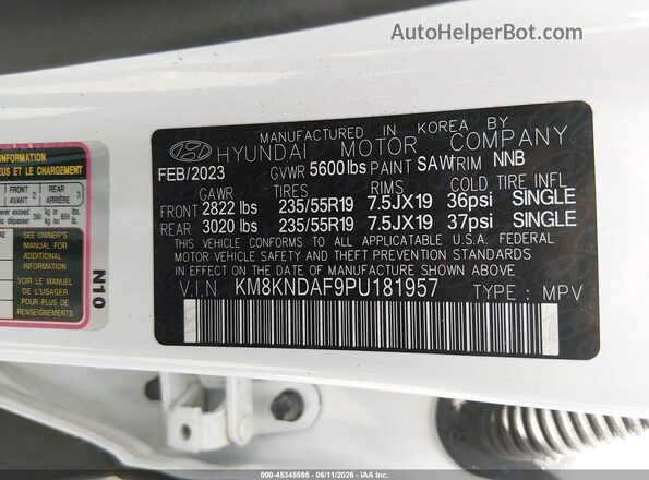 KM8KNDAF9PU181957 2023 HYUNDAI IONIQ 5 White Vista del compartimento del motor