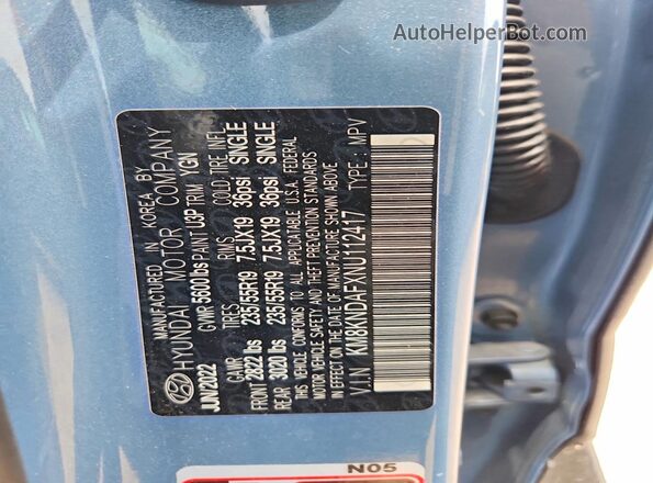KM8KNDAFXNU112417 2022 HYUNDAI IONIQ Blue Engine compartment view