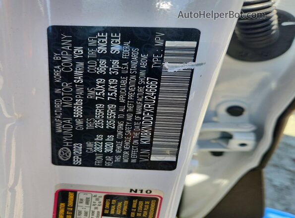 KM8KNDDFXRU246667 2024 HYUNDAI IONIQ White Widok naklejki z numerem VIN