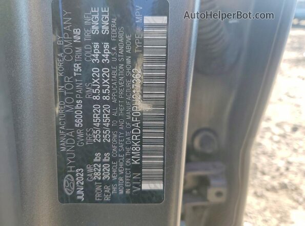 KM8KRDAF0PU217362 2023 HYUNDAI IONIQ Gray VIN sticker view