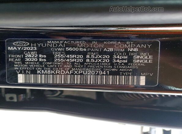 KM8KRDAFXPU207941 2023 HYUNDAI IONIQ Black Vista de la etiqueta del VIN