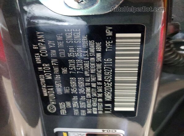 KM8R2DGE4SU927116 2025 HYUNDAI PALISADE Gray VIN კოდის სტიკერის ხედი
