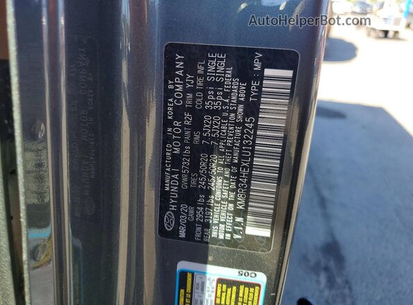 KM8R34HEXLU132245 2020 HYUNDAI PALISADE Charcoal Widok naklejki z numerem VIN