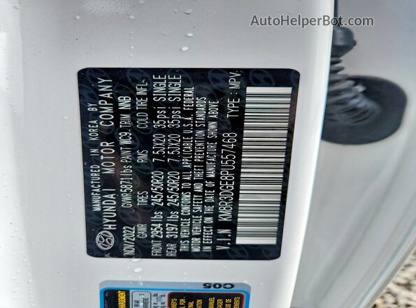 KM8R3DGE8PU557468 2023 HYUNDAI PALISADE White Вид наклейки з VIN-кодом