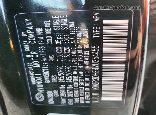 KM8R3DHE4MU254455 2021 HYUNDAI PALISADE Black 