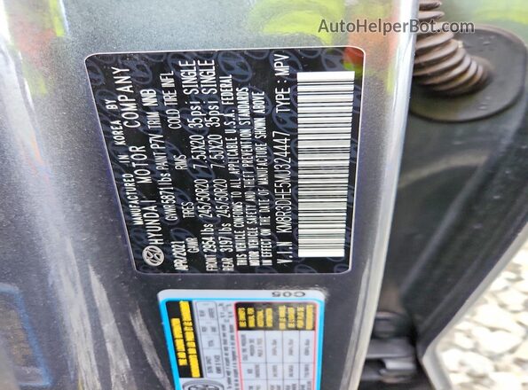 KM8R3DHE5MU324447 2021 HYUNDAI PALISADE Gray Widok wnętrza 360 stopni