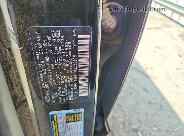 KM8R44HE1MU232118 2021 HYUNDAI PALISADE Черный Вид наклейки с VIN-кодом