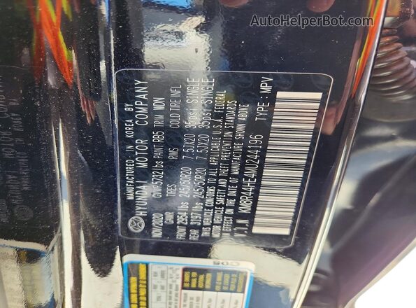 KM8R44HE4MU244196 2021 HYUNDAI PALISADE Черный Вид наклейки с VIN-кодом