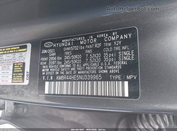KM8R44HE5NU339965 2022 HYUNDAI PALISADE Teal Engine compartment view