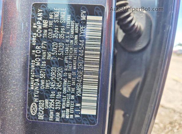 KM8R4DGE2RU744544 2024 HYUNDAI PALISADE Gray VIN կոդի պիտակի տեսք