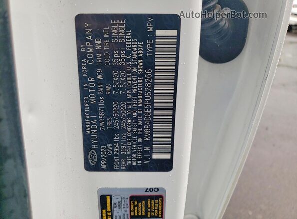 KM8R4DGE5PU628266 2023 HYUNDAI PALISADE Белый Вид наклейки с VIN-кодом