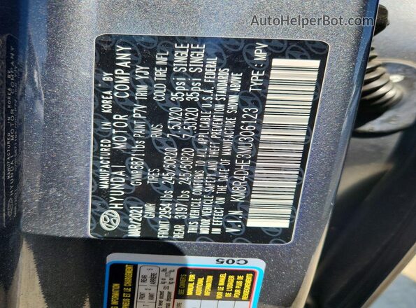 KM8R4DHE3MU306123 2021 HYUNDAI PALISADE Gray 