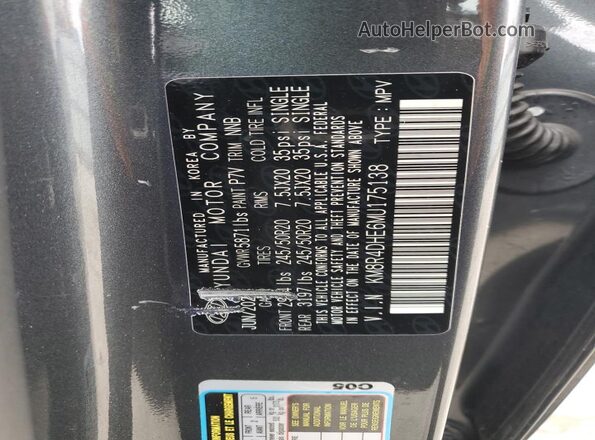 KM8R4DHE6MU175138 2021 HYUNDAI PALISADE Blue Widok naklejki z numerem VIN
