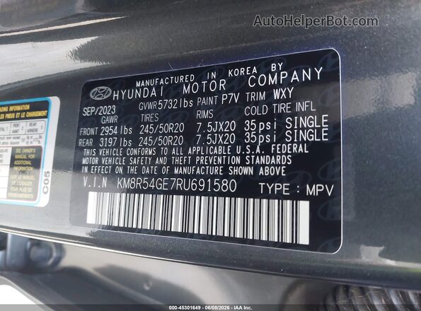 KM8R54GE7RU691580 2024 HYUNDAI PALISADE Серый Вид подкапотного пространства
