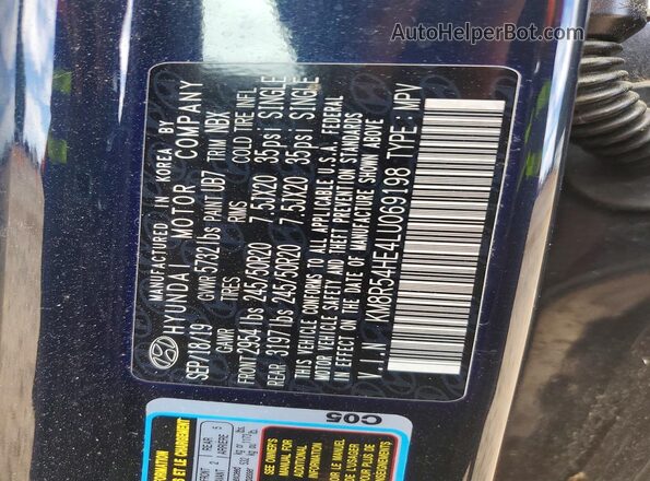KM8R54HE4LU069198 2020 HYUNDAI PALISADE Black VIN sticker view