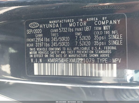 KM8R54HEXMU221079 2021 HYUNDAI PALISADE Blue Շարժիչի բաժամունքի տեսք