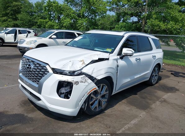 KM8R5DHE4MU206609 2021 HYUNDAI PALISADE White წინა მარცხენა ხედი სამი მეოთხედიდან