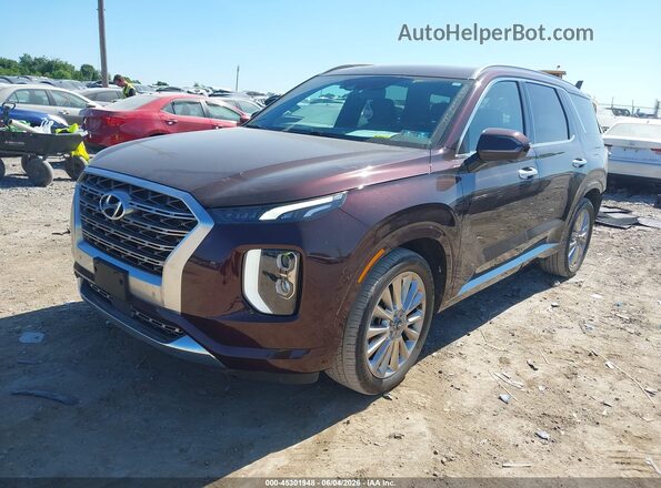 KM8R5DHE7LU045316 2020 HYUNDAI PALISADE Burgundy Առջևի ձախ երեք քառորդ տեսարան