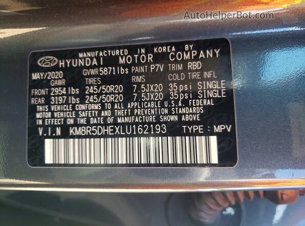 KM8R5DHEXLU162193 2020 HYUNDAI PALISADE Серый 