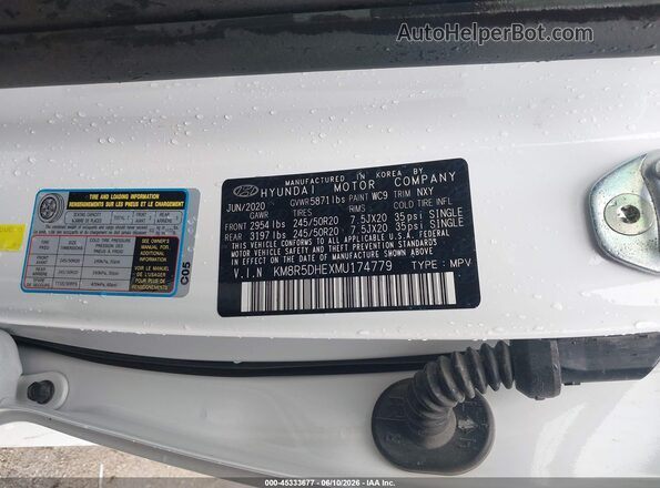 KM8R5DHEXMU174779 2021 HYUNDAI PALISADE White Widok komory silnika